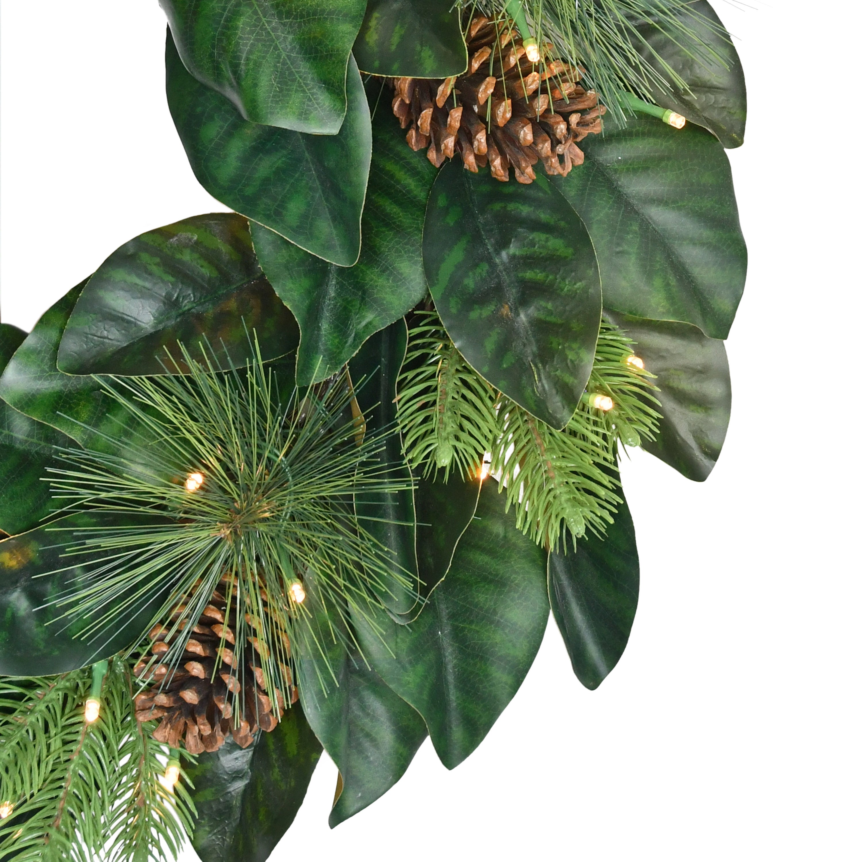 24in. Pre-lit Magnolia Wreath